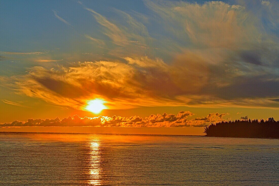 Sunrise over Great Slave Lake , Hay River, Northwest Territories, Canada.