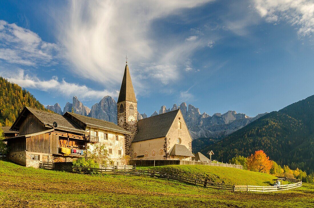 St Maddalena Church, Funes Valley, Trentino Alto Adige, Italy.