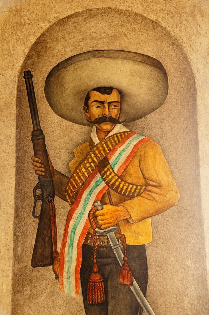 Mexico, Morelos, Cuernavaca. Emiliano Zapata Paintings of Diego Rivera 1886-1957 Cuauhnahuac Museum