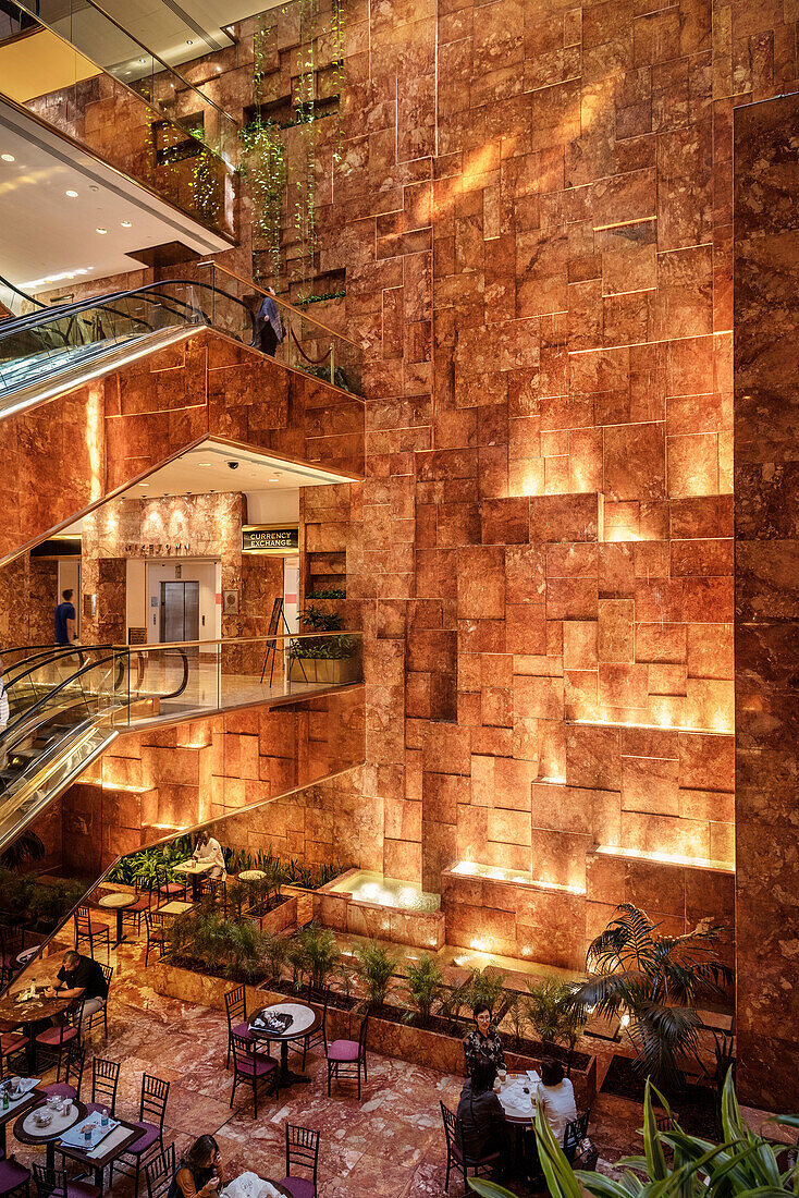 interior of Trump Tower with escalators and Cafe, Manhattan, New York City, USA, United States of America
