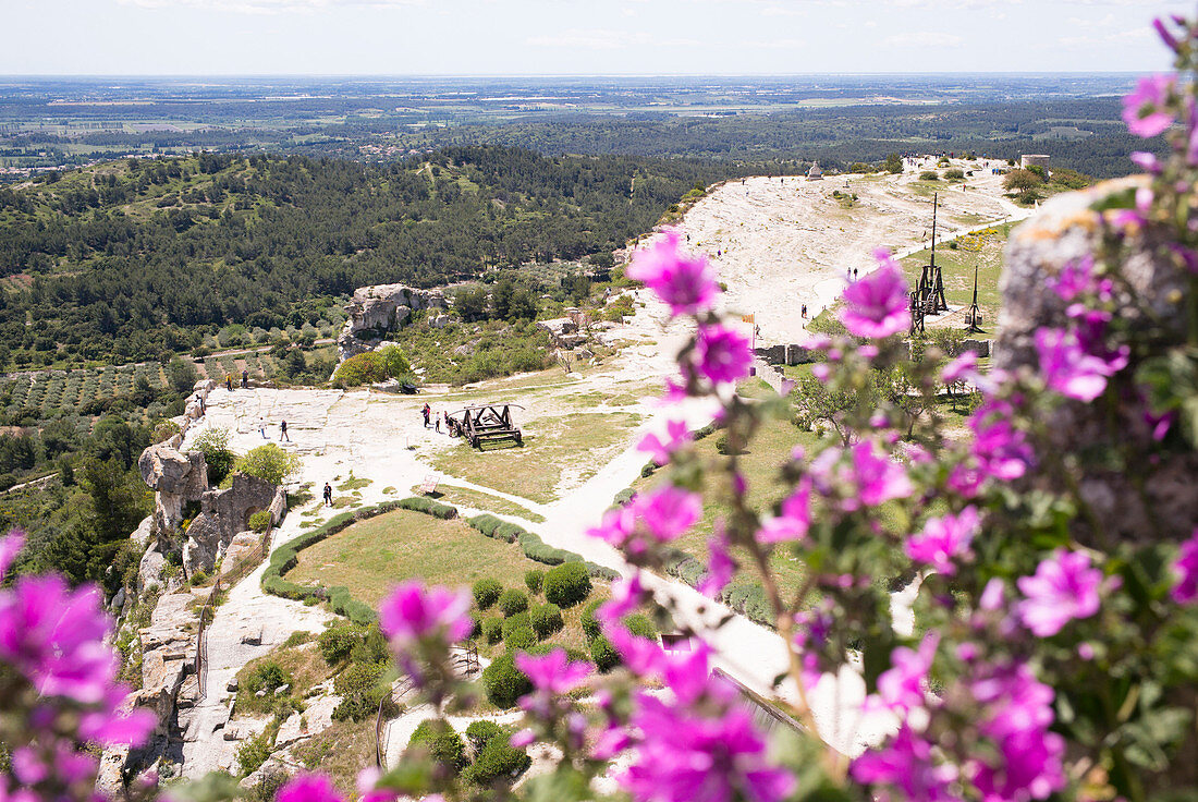 View from the castle,  Les-Baux-de-Provence,  Les Alpilles,  Provence-Alpes-Côte d'Azur,  Bouches-du-Rhône,  France