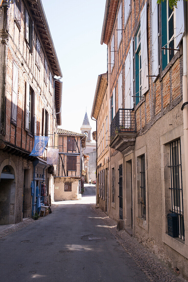 Gasse in Lautrec,  schönste Dörfer Frankreichs,  Pays de Cocagne,  Tarn,  Occitanie,  Midi Pyrénées,  Frankreich