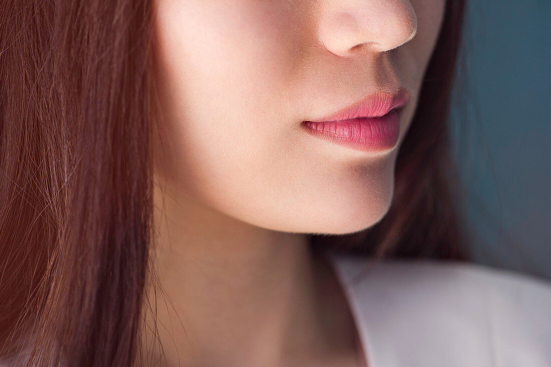 Close.up of the lower half of woman's face