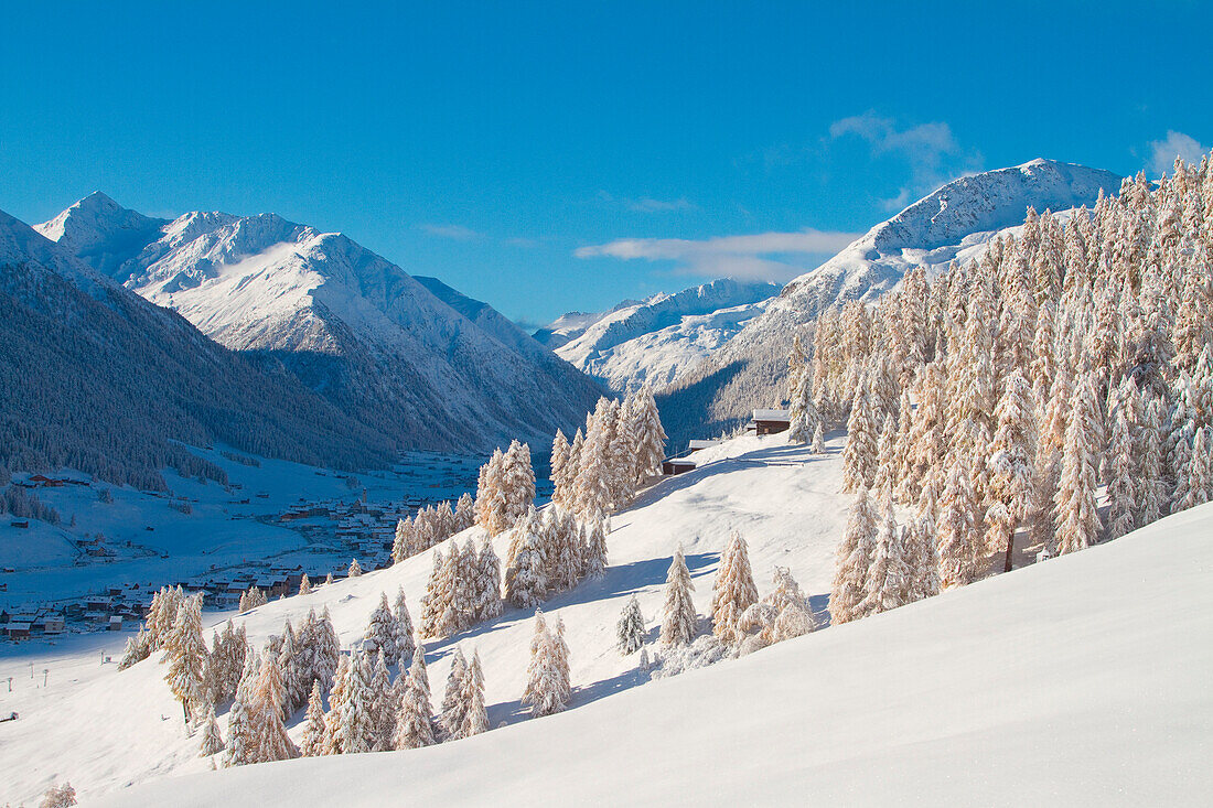 White winter landscape in Livigno. Valtellina - Lombardy - italian Alps