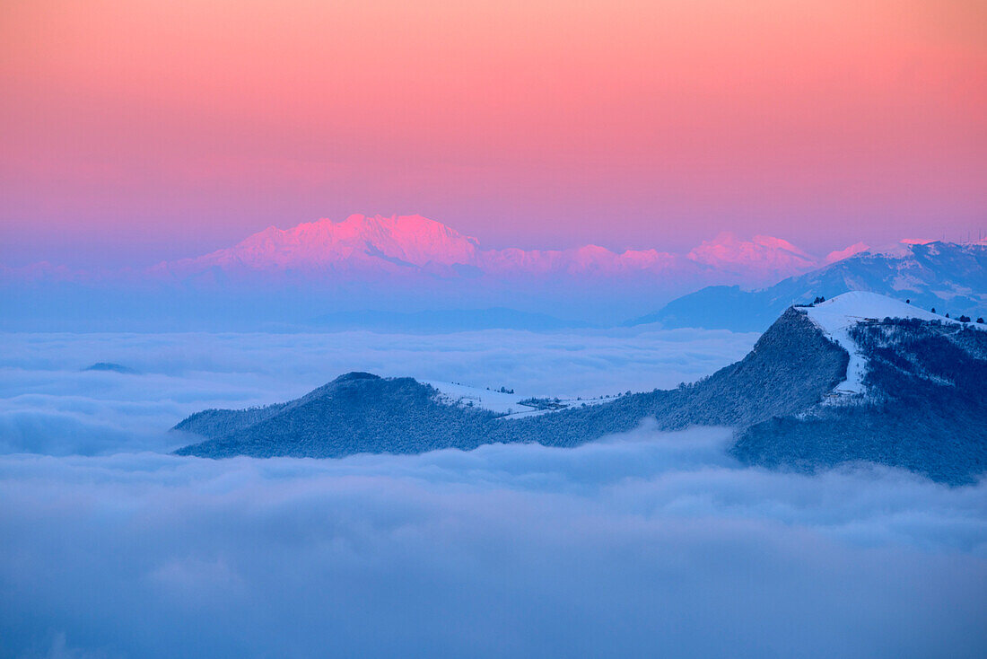 Monte Rosa seen from Colmi of Sulzano, province of Brescia, Italy