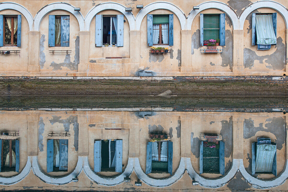 Europe, Italy, Veneto, Chioggia. Reflection in the water