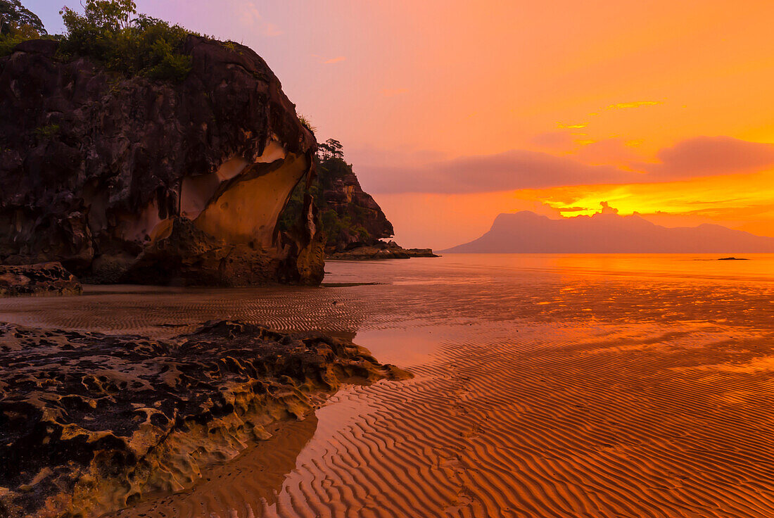 Sunset at Bako National Park, Sarawak, Borneo, Malaysia, Asia