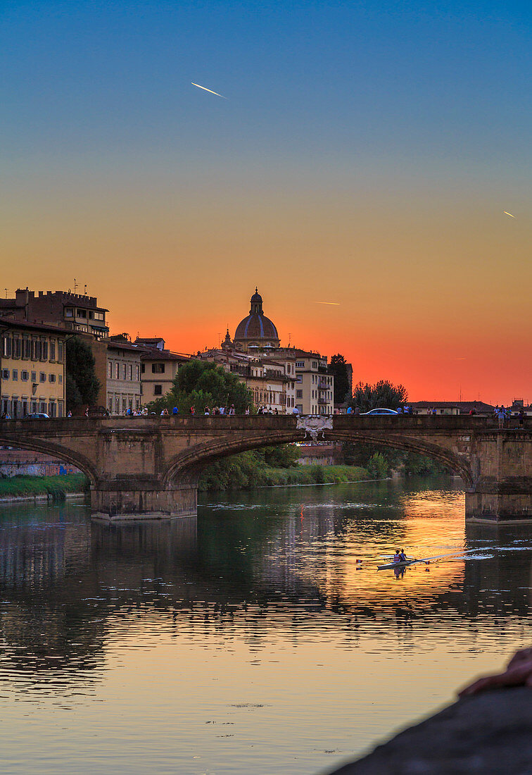 Arno River and Ponte Santa Trinita in Florence, Tuscany, Italy, Europe