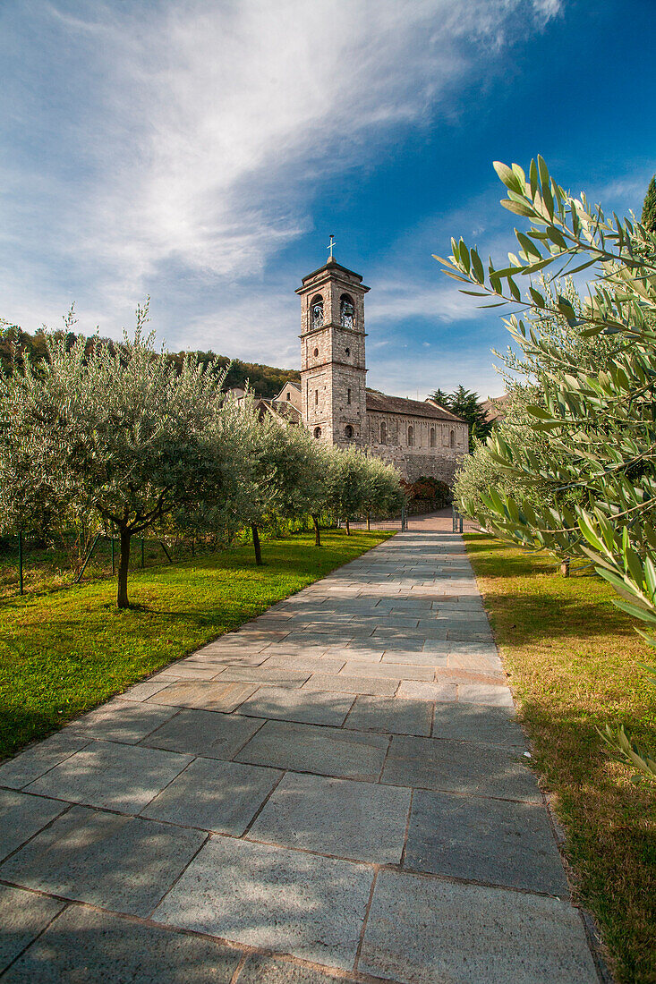 Abbey Piona from the Como lake, Lombardy, Italy