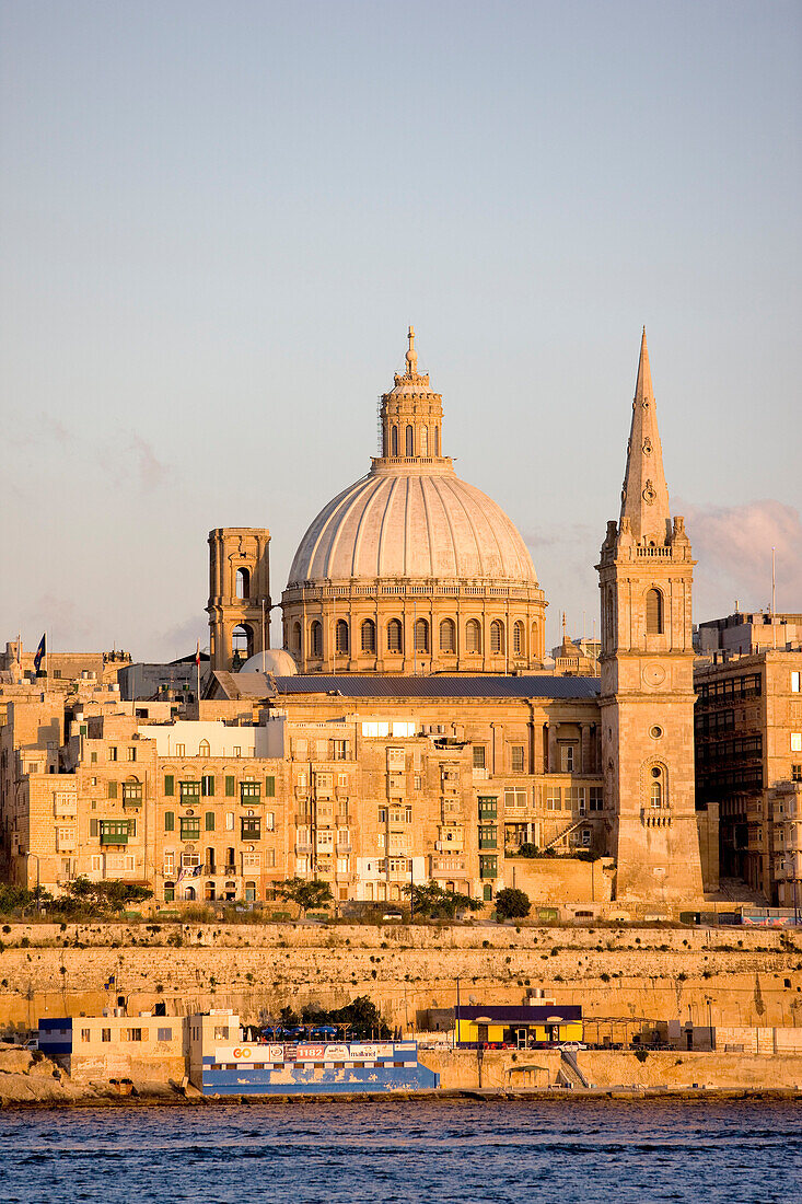 Malta, Valletta, listed as World Heritage by the UNESCO, dominated by the Carmelite Our Lady of Carmel Mount church