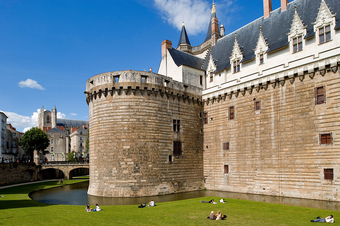 France, Loire Atlantique, Nantes, European Green Capital 2013, the chateau des Ducs de Bretagne (Dukes of Brittany Castle), the moats converted into open space