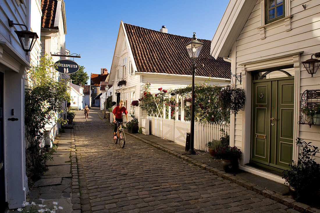 Norway, Rogaland County, Stavanger, wooden houses in the old town