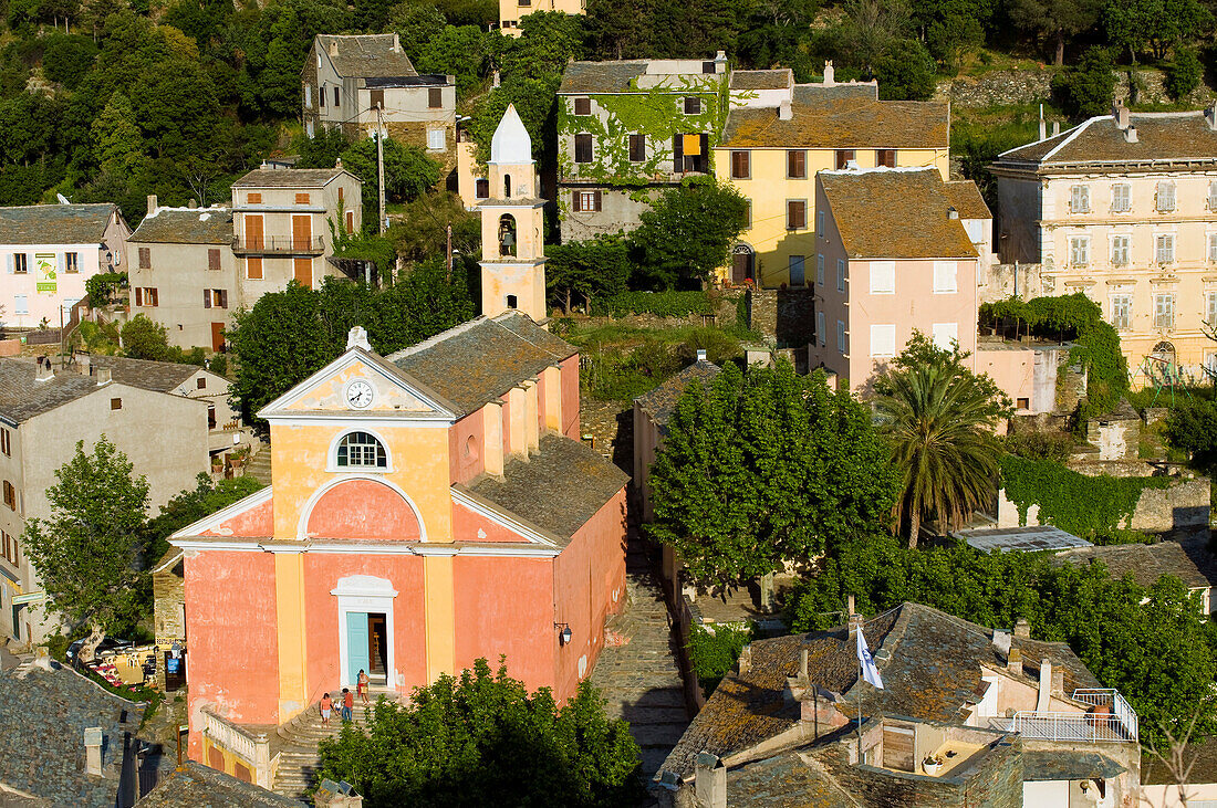 France, Haute Corse, Cap Corse, Nonza village and Sainte Julie church