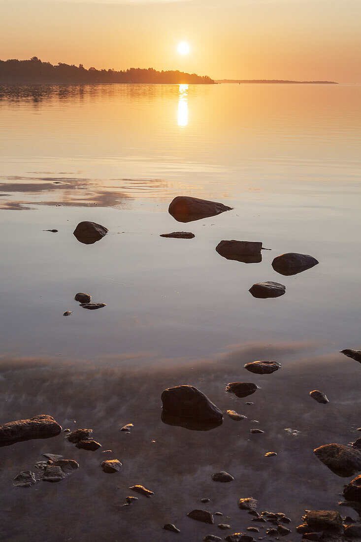 Sun rise at the Baltic Sea, Kapellskaer, Uppland, Stockholms County, South Sweden, Sweden, Scandinavia, Northern Europe