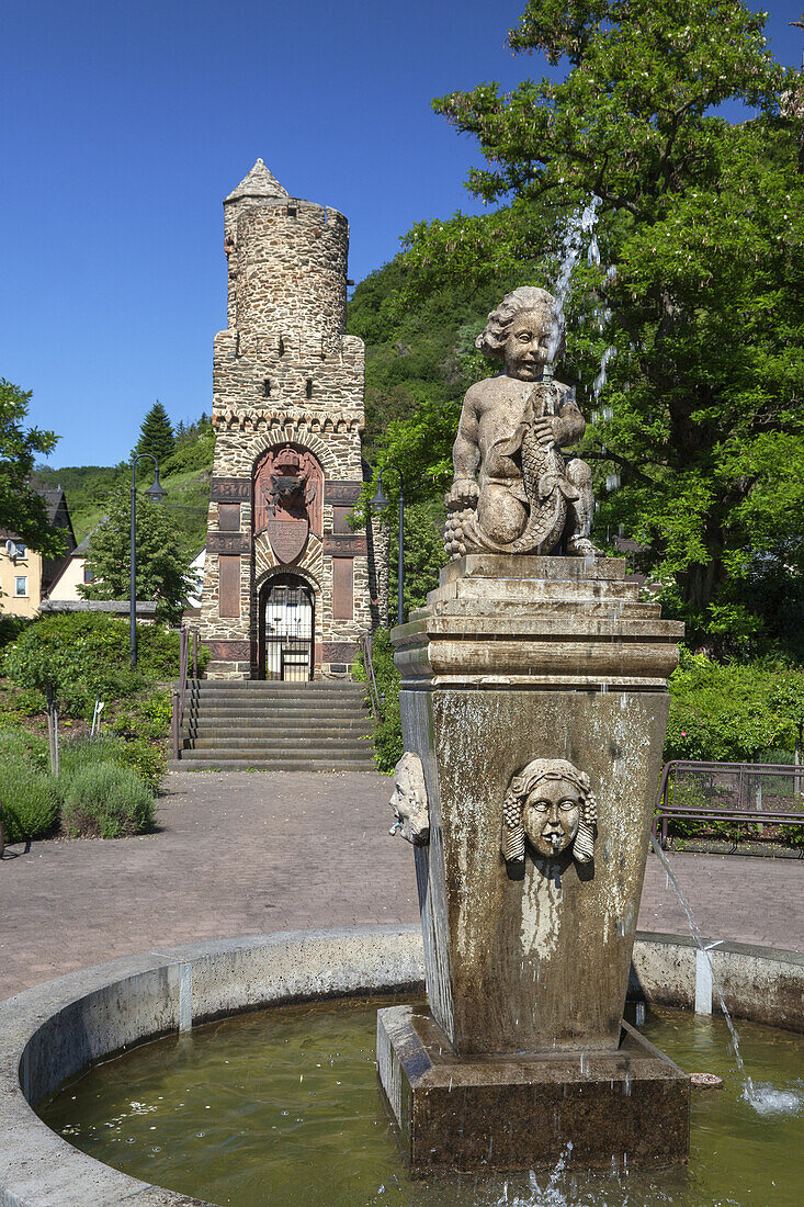 Die Rheinanlagen in Braubach am Rhein, Oberes Mittelrheintal, Rheinland-Pfalz, Deutschland, Europa