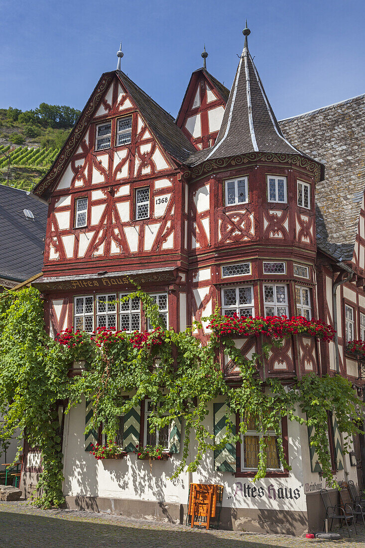 Fachwerkhaus Altes Haus in der historischen Altstadt, Bacharach am Rhein, Oberes Mittelrheintal, Rheinland-Pfalz, Deutschland, Europa