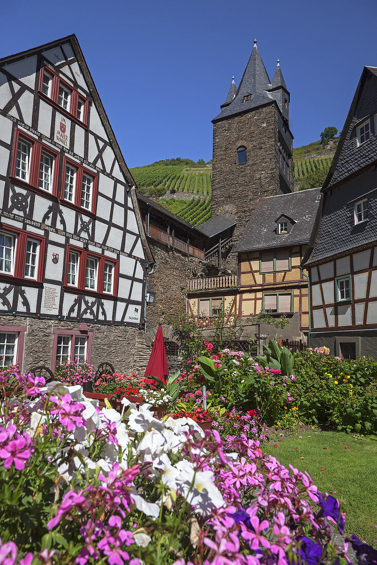 Hotel Malerwinkel in the town walls of the old town of Bacharach, Upper Middle Rhine Valley, Rheinland-Palatinate, Germany, Europe