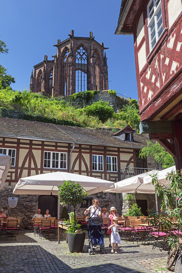 Restaurant Posthof unterhalb der Werner-Kapelle in Bacharach am Rhein, Oberes Mittelrheintal, Rheinland-Pfalz, Deutschland, Europa