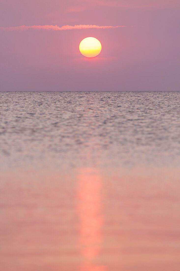 Sunset over the Baltic Sea near Ærøskøbing, Island Ærø, South Funen Archipelago, Danish South Sea Islands, Southern Denmark, Denmark, Scandinavia, Northern Europe