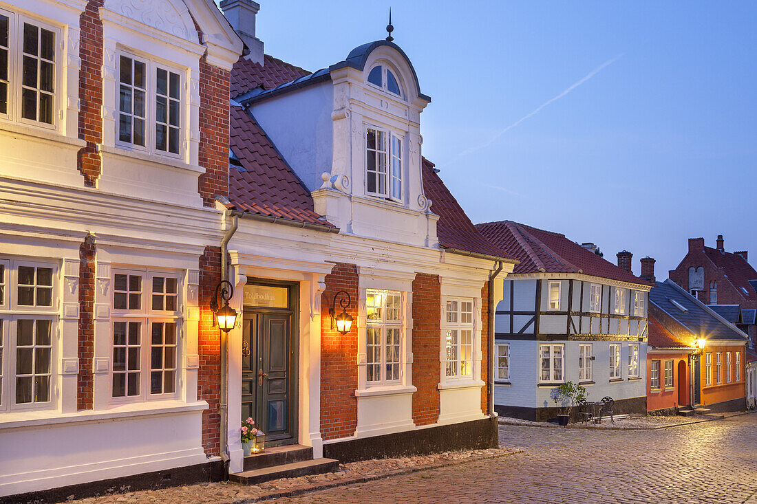 Houses in the old town of Ærøskøbing, Island Ærø, South Funen Archipelago, Danish South Sea Islands, Southern Denmark, Denmark, Scandinavia, Northern Europe