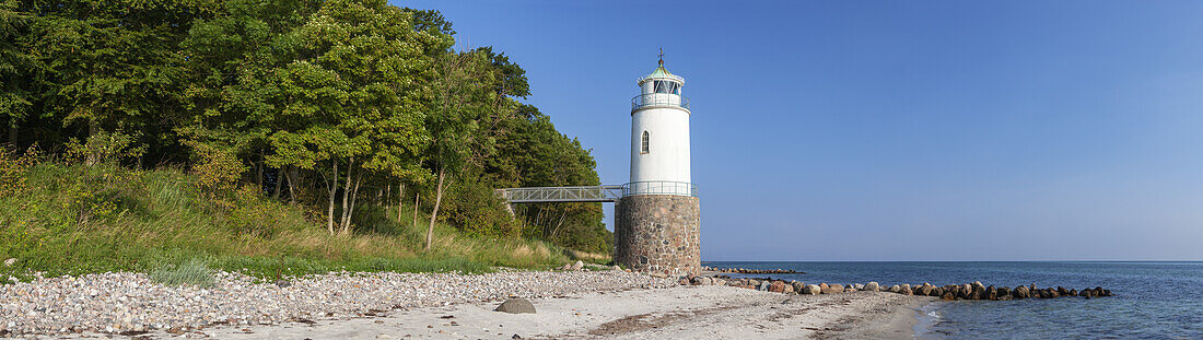 Leuchtturm an der Ostseeküste bei Fynshav, Insel Als, Dänische Südsee, Süddänemark, Dänemark, Nordeuropa, Europa