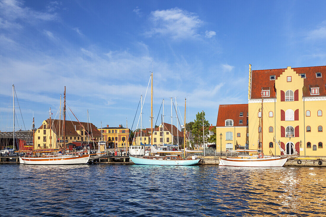 Hafen in Svendborg auf der Insel Fünen, Dänische Südsee, Süddänemark, Dänemark, Nordeuropa, Europa