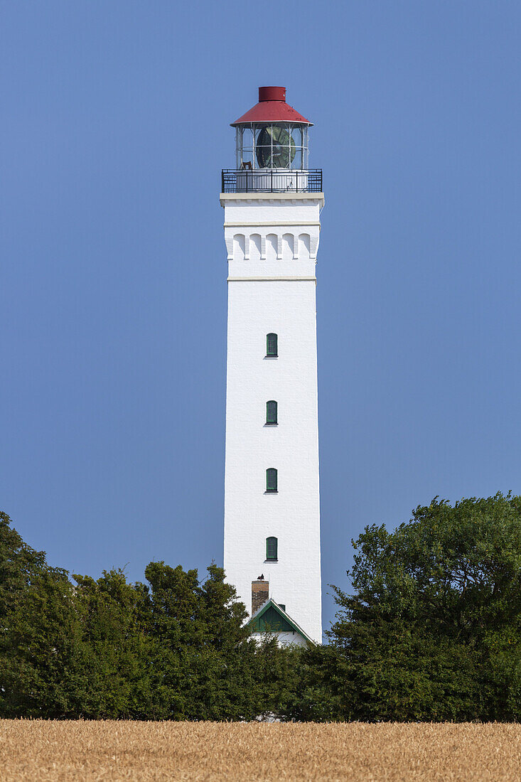 Leuchtturm von Kelds Nor auf der Insel Langeland, Dänische Südsee, Süddänemark, Dänemark, Nordeuropa, Europa