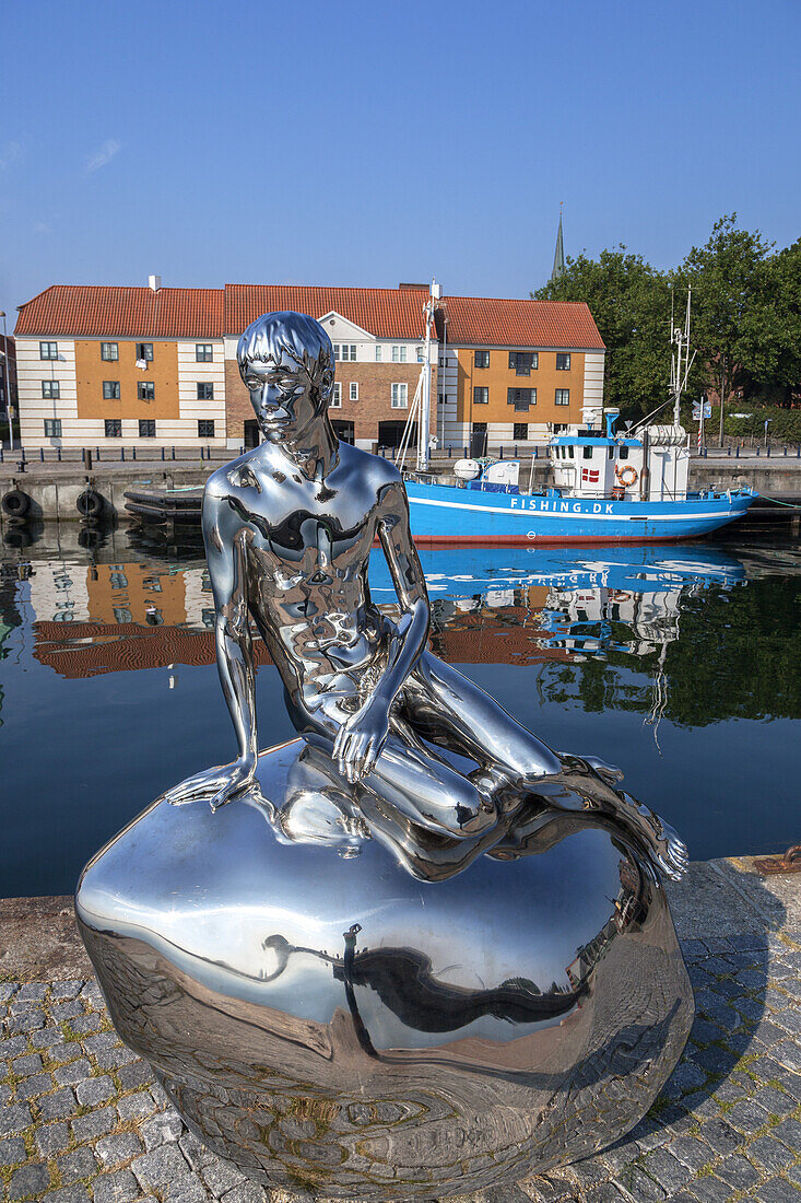 Sculpture Han in the harbour of Helsingør, Island of Zealand, Scandinavia, Denmark, Northern Europe