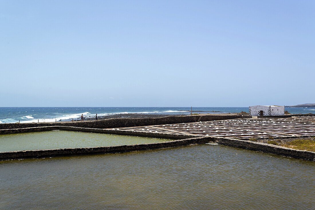 Salinen El Carmen bei Caleta de Fuste im Ort Las Salinas. Fuerteventura, Kanarische Inseln, Spanien