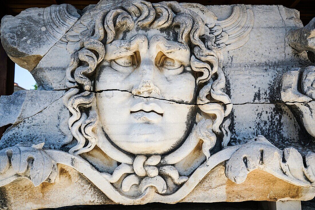 Medusa Head. Temple of Apollo. Didyma. Ancient Classic Greece. Asia Minor. Turkey.