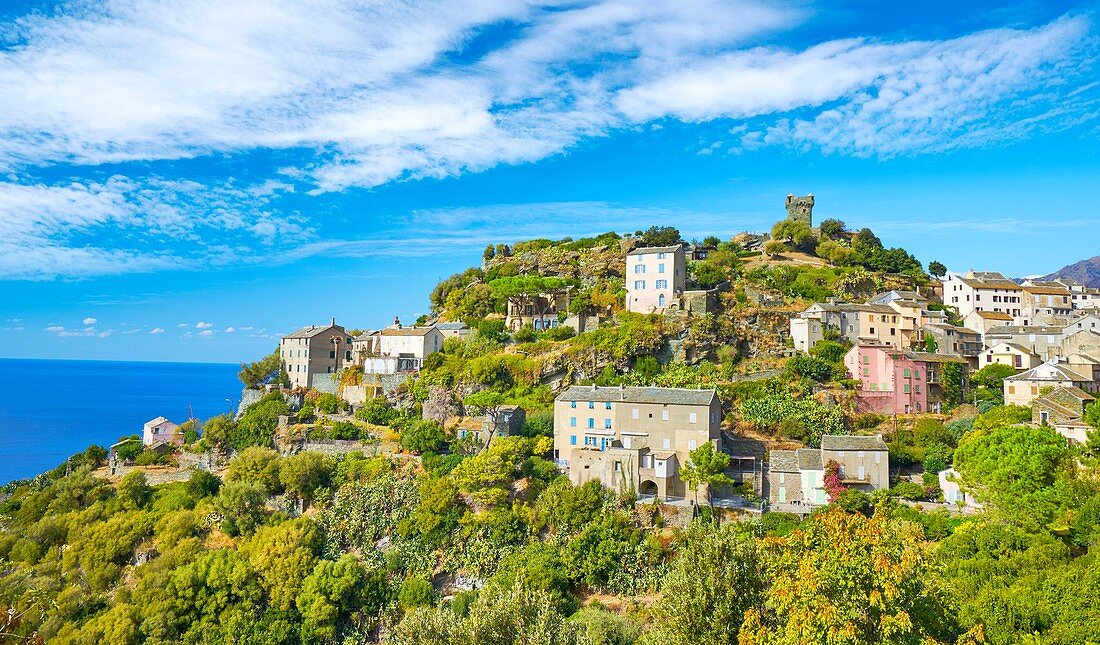 Nonza, small mountain village, Cap Corse, Corsica Island, France.