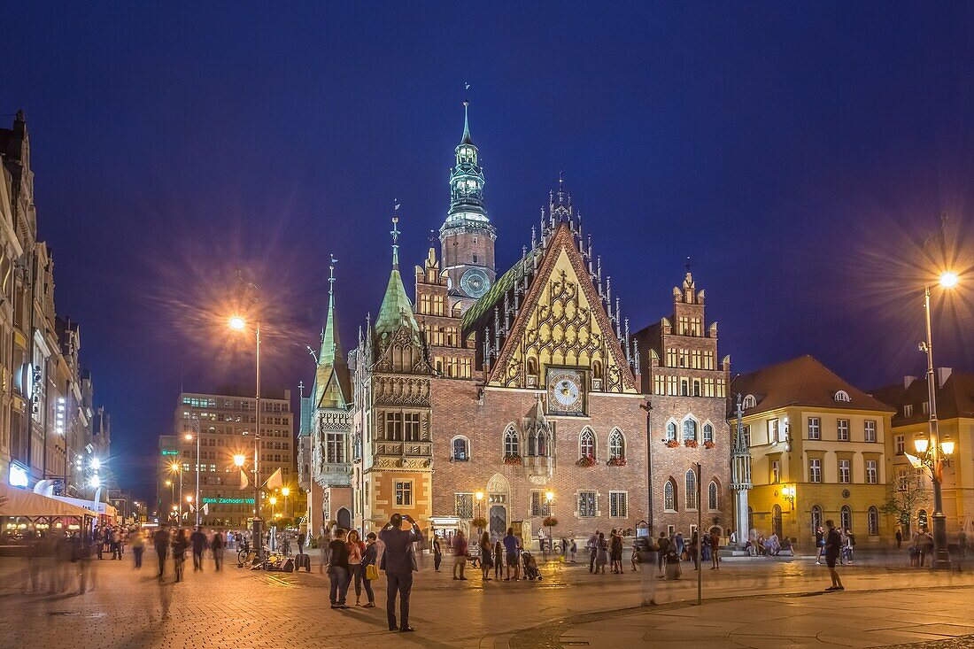 Poland, Wroclaw City, Market Square, Town Hall Bldg. Rynek,.