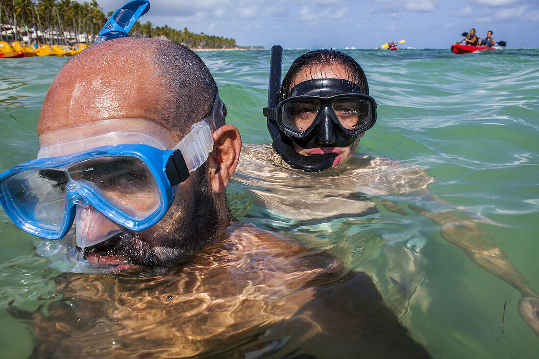 People snorkeling in Bavaro Beach, Punta Cana, Dominican Republic.
