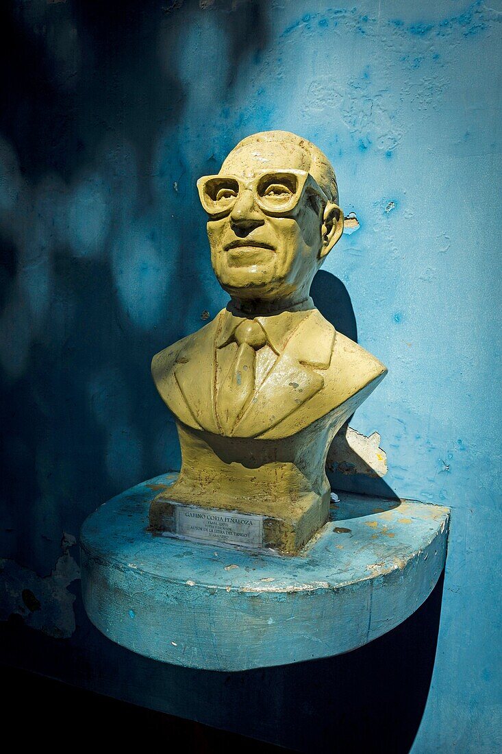 Bust of Gabino Coria Peñaloza, poet and lyricisty, he wrote the widely known tango 'Caminito', La Boca neighborhood, Buenos Aires, Argentina