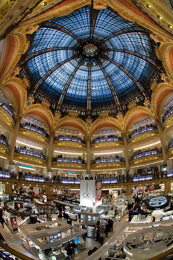 France, Paris, the Galeries Lafayette department store on boulevard Haussmann