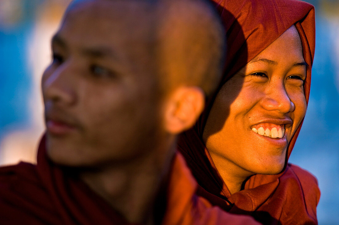 Myanmar (Burma), Mandalay Division, Mandalay, Mandalay Hill, Su Taung Pyi temple, bonzes Viciya and A Shin Pyannya Thiri