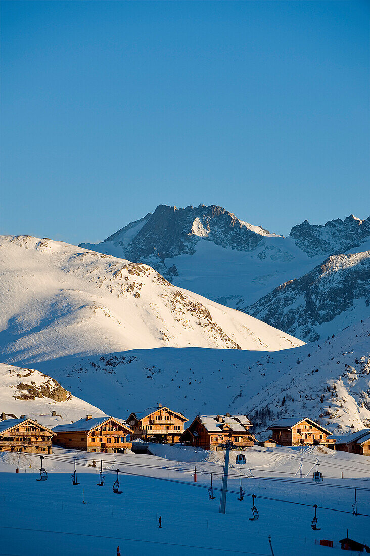 France, Isere, L'Alpe d'Huez, ski resort, 4 star hotel Les Chalets de l'Altiport (Altiport's chalets)