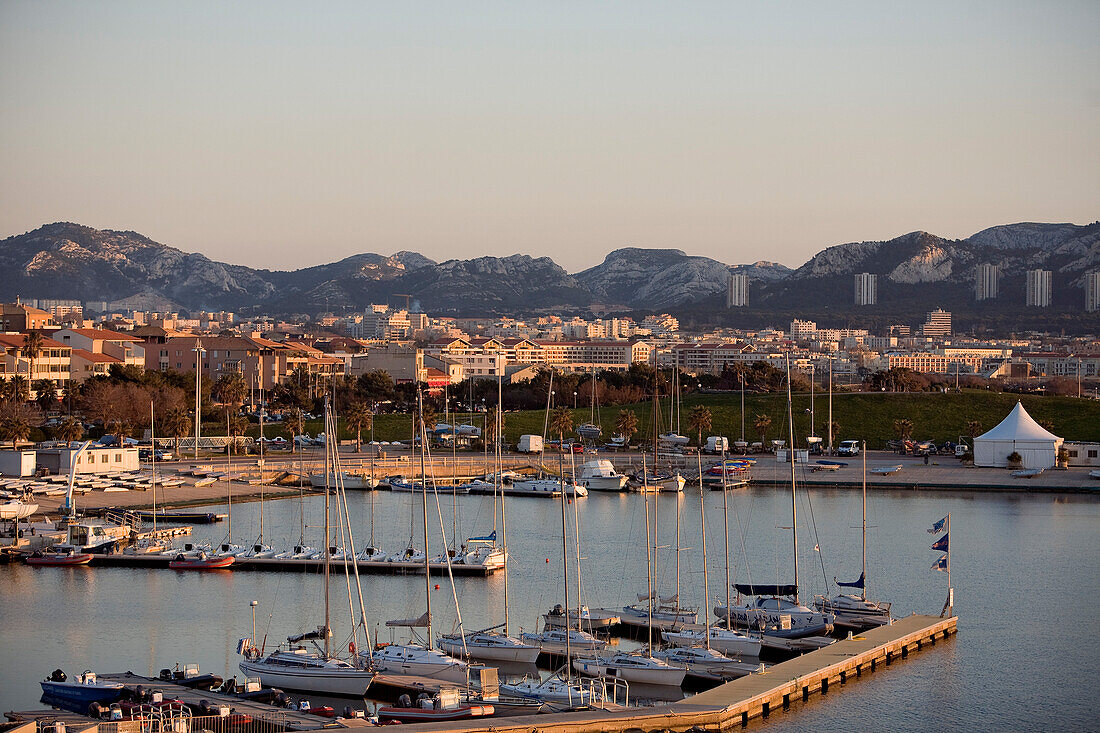 France, Bouches du Rhone, Marseille, Sailing Center and the Petit Roucas Blanc beach