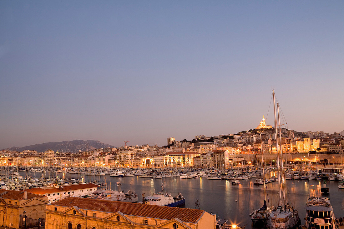 France, Bouches du Rhone, Marseille, Vieux Port (Old Harbour) and the Saint Jean fort