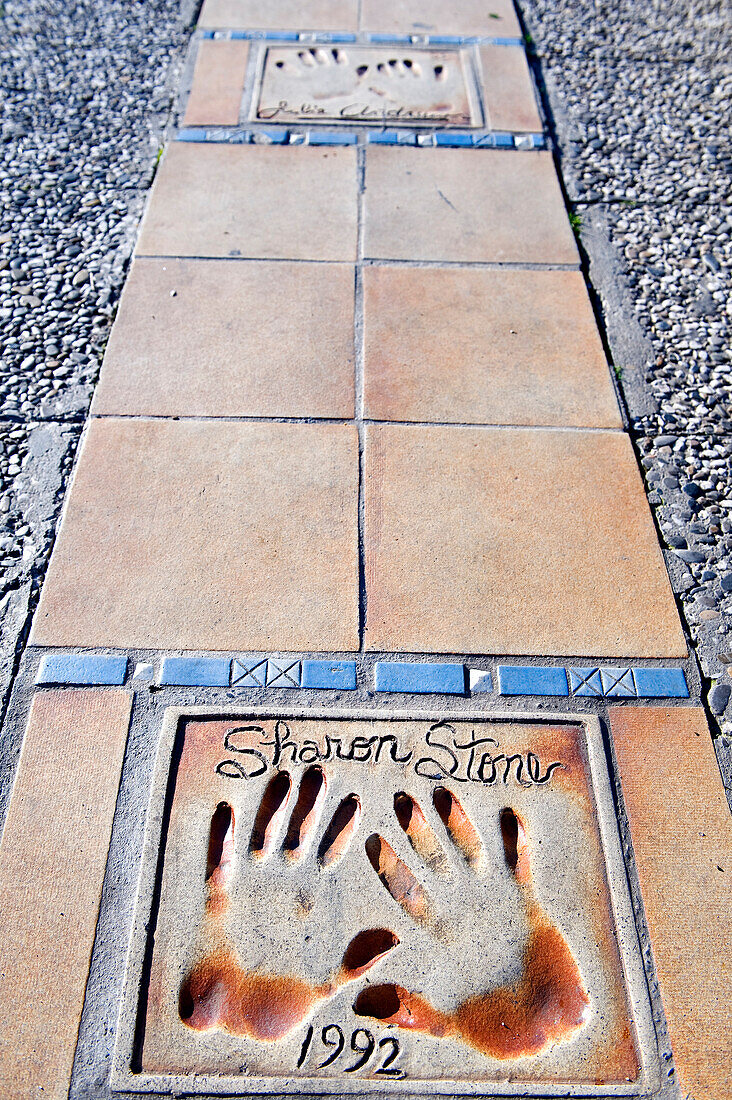 France, Alpes Maritimes, Cannes, hand prints near the Palais des Festivals