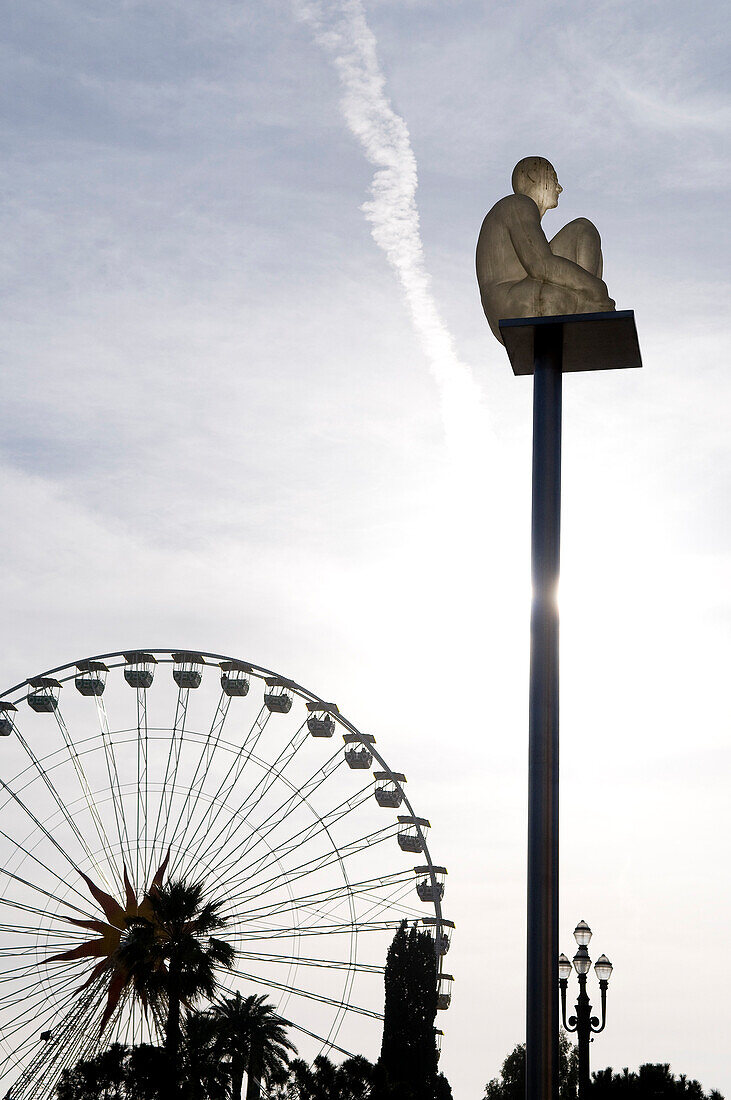 France, Alpes Maritimes, Nice, the Place Massena (Massena square) and sculpture by the artist Jaume Plensa