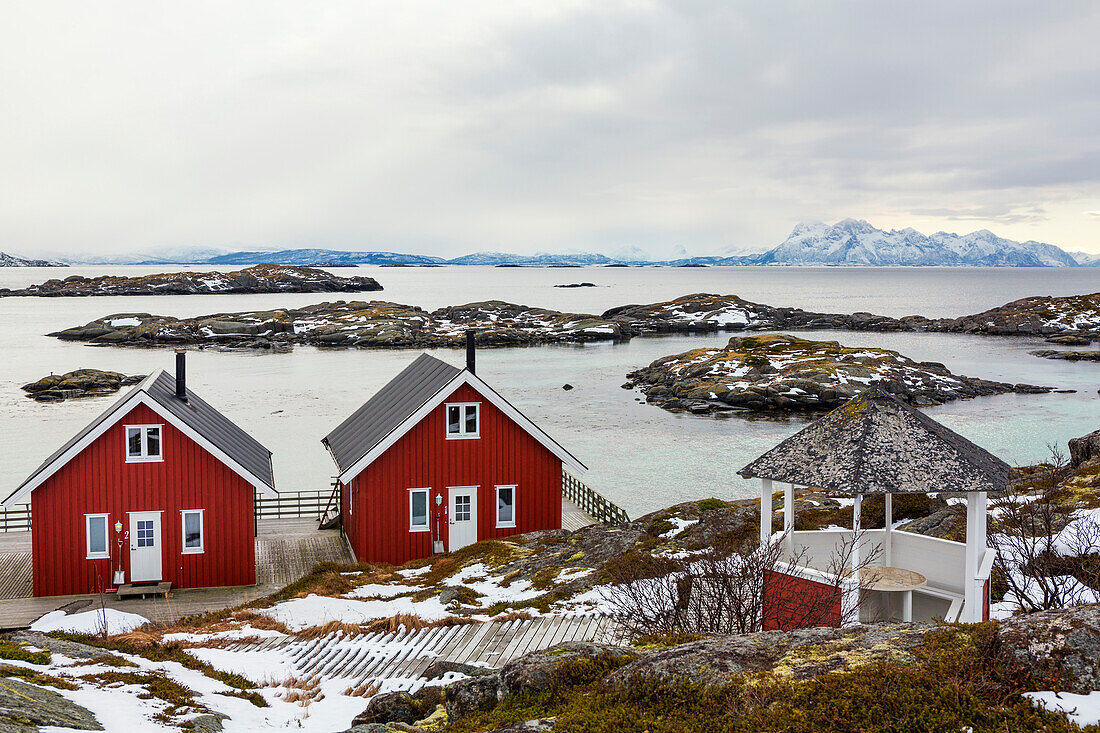 View from Offersoya southwards to Hameroy, Lofoten Islands, Norway, Skandinavia, Europe