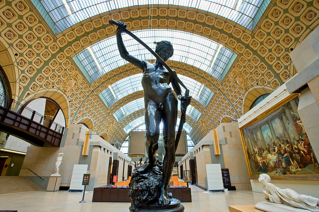France, Paris, area listed as World Heritage by UNESCO, Musee d'Orsay, David bronze by Antonin Mercie