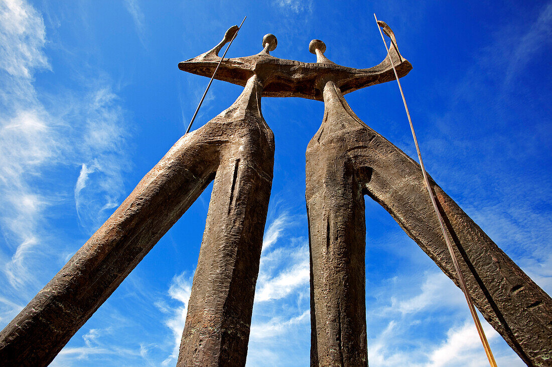 Brazil, Brasilia, listed as World Heritage by UNESCO, three powers square, sculpture by Bruno Giorgi entitled Os Candangos