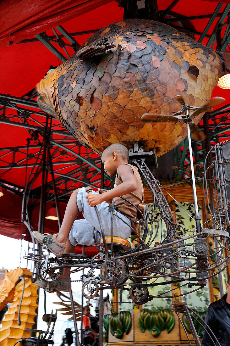 France, Loire Atlantique, Nantes, European Green Capital 2013, Ile de Nantes, Les Machines de l'Ile (the Machines of the Island) in the warehouses of the former shipyards, artistic project conceived by François Delarozière and Pierre Orefice, the merry-go