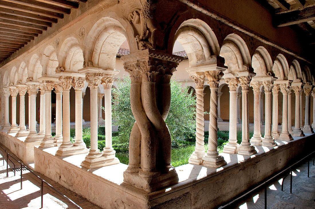 France, Bouches du Rhone, Aix en Provence, St Sauveur Cathedral, Romanesque cloister of the end of the 12th century