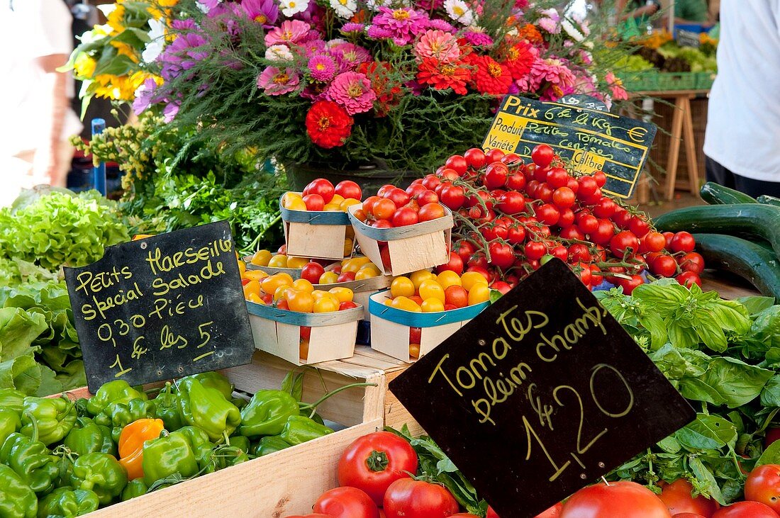 France, Bouches du Rhone, Aix en Provence, the Place Richelme, market