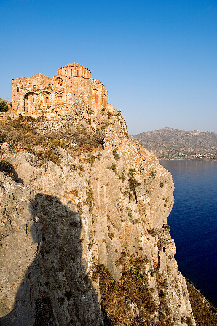Greece, Peloponnese Region, the fortified medieval city of Monemvasia, Agia Sofia Shrine in the upper town