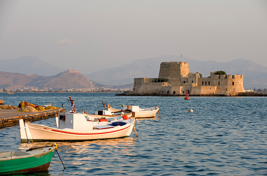 Greece, Peloponnese Region, Nafplion (Nafplio), Bourdzi Islet fortified in 1471 by the Venetians