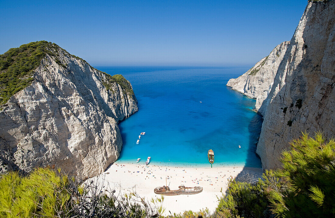 Greece, Ionian Islands, Zante Island (Zakynthos), the Western Coast, Sinking Bay (Navaghio Bay)